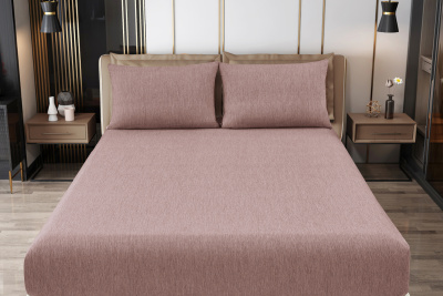 Простыня на резинке Страйп Меланж с высотой борта 25 см. бордо