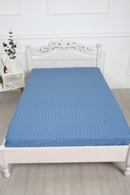 Простыня на резинке поплин Джаз-компаньон синий